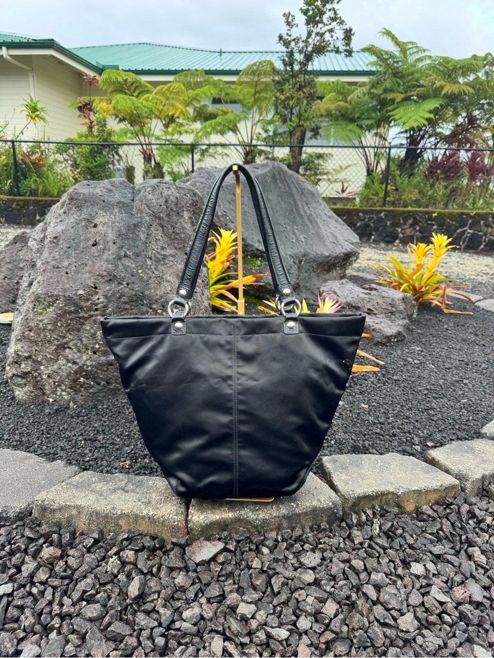Coach Black Nylon Studded Tote Bag F17144 Y2K Shoulder Bag - Picture 3 of 14